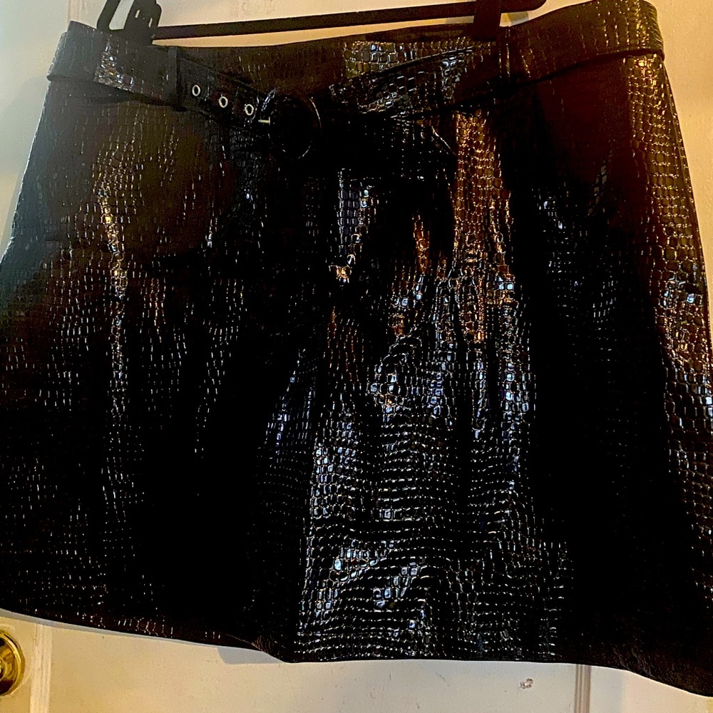 Stunning black patent croc embossed faux leather